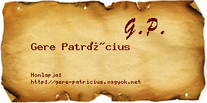 Gere Patrícius névjegykártya